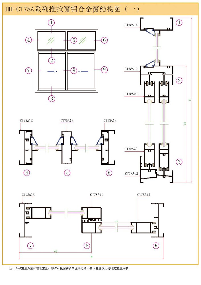 HH-CT78A系列推拉窗铝合金窗